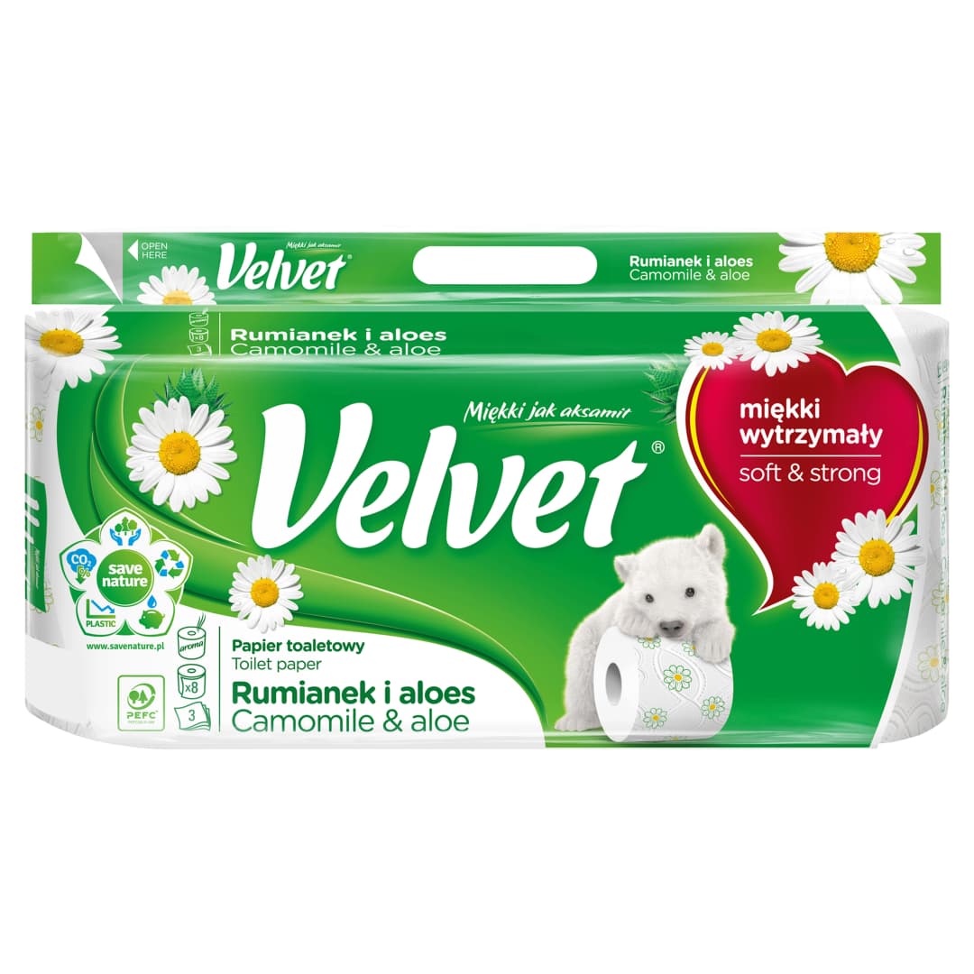 VELVET Papier toaletowy Rumianek i Aloes 8 rolek